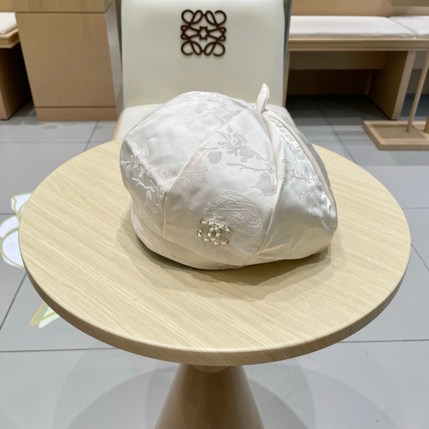 chanel香奈儿新中式国风提花贝雷帽大头围显脸小名媛春夏绸缎感八角帽