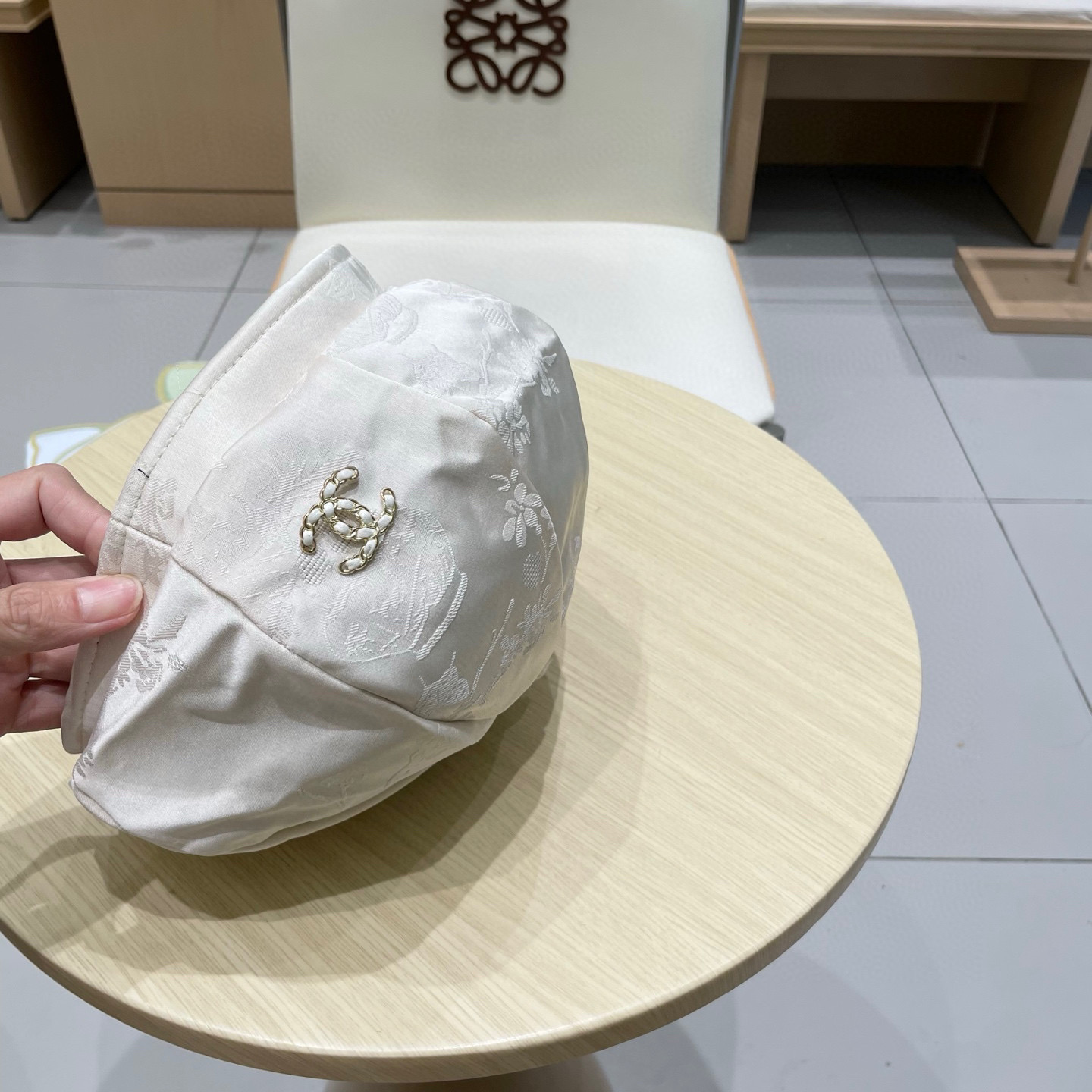 chanel香奈儿新中式国风提花贝雷帽大头围显脸小名媛春夏绸缎感八角帽