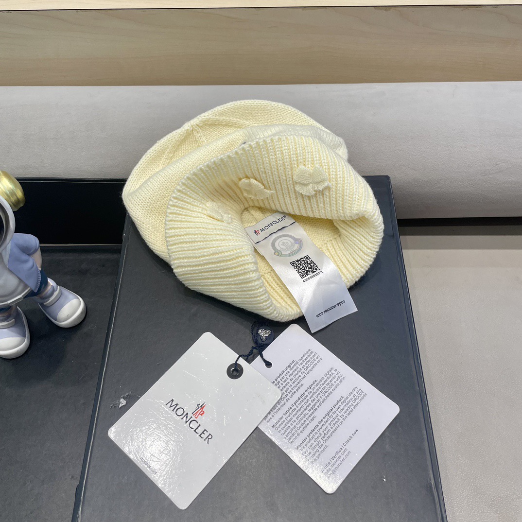 moncler 2024新款大头围红色毛线帽小众可爱蝴蝶结甜美冷帽秋冬保暖针织帽