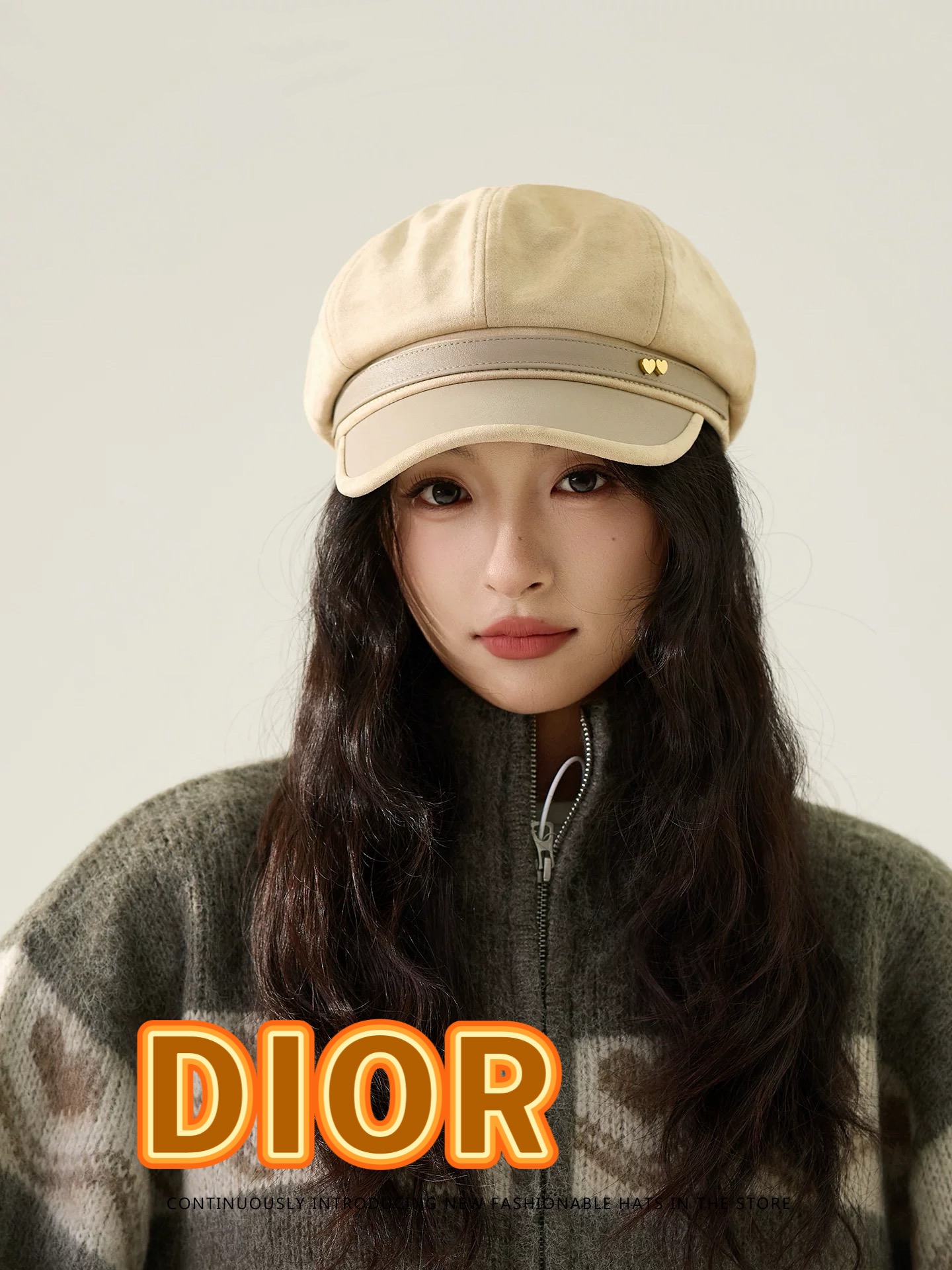 P110 DIOR迪奥八角帽子女款秋冬季显脸小贝雷帽画家帽英伦风报童帽