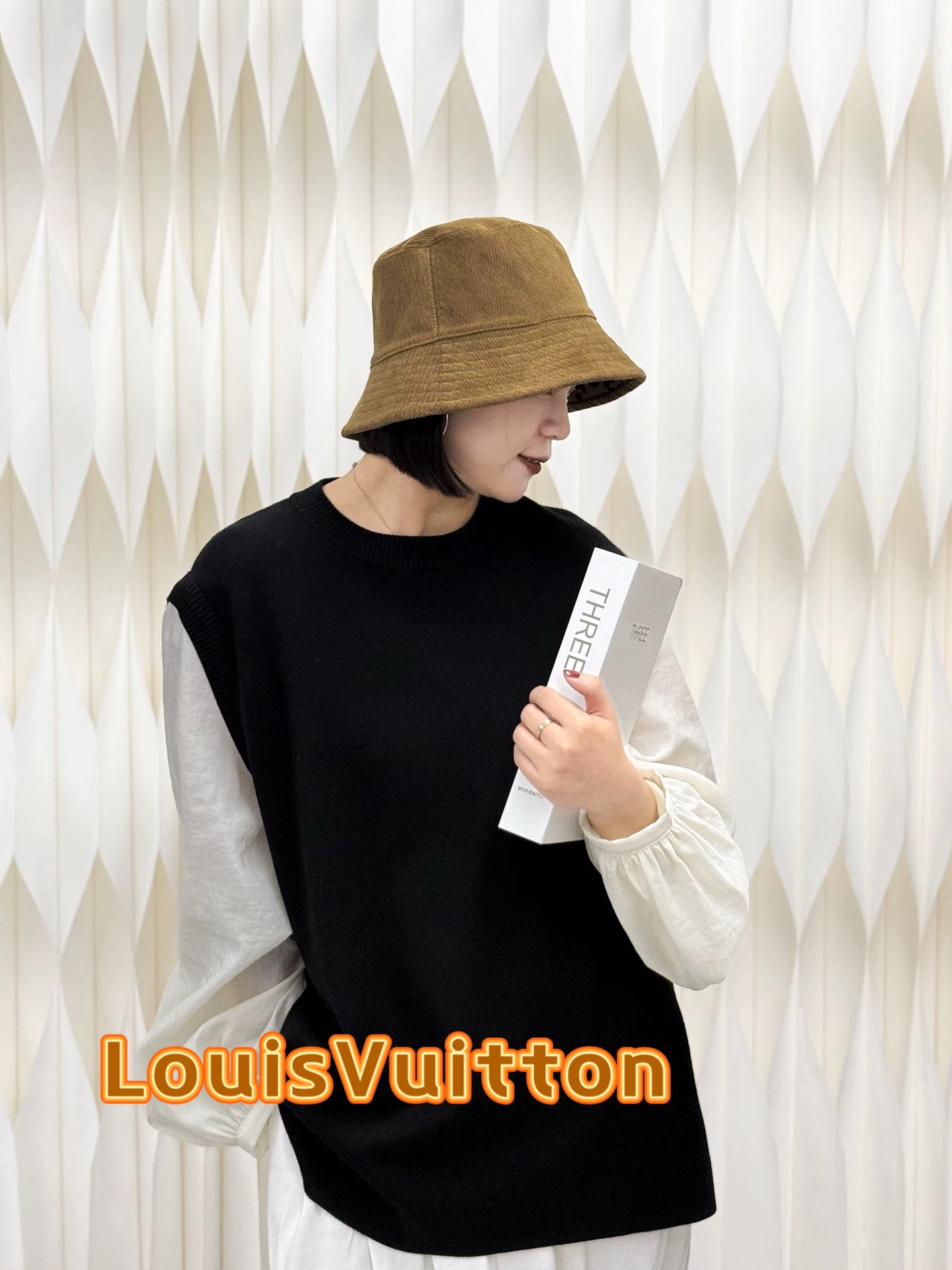 Lv路易威登高级感深咖豹纹渔夫帽女秋冬新款双面戴水桶帽显脸小气质盆帽