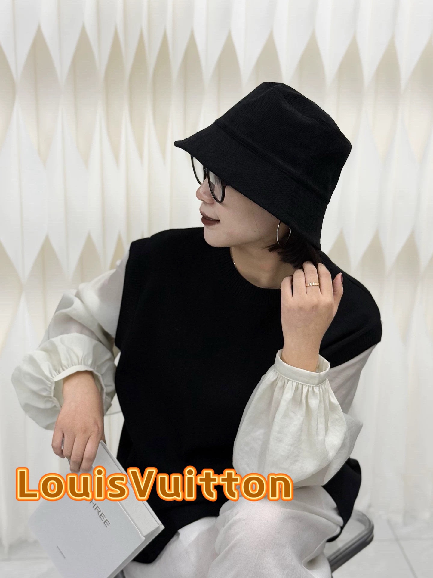 Lv路易威登高级感深咖豹纹渔夫帽女秋冬新款双面戴水桶帽显脸小气质盆帽
