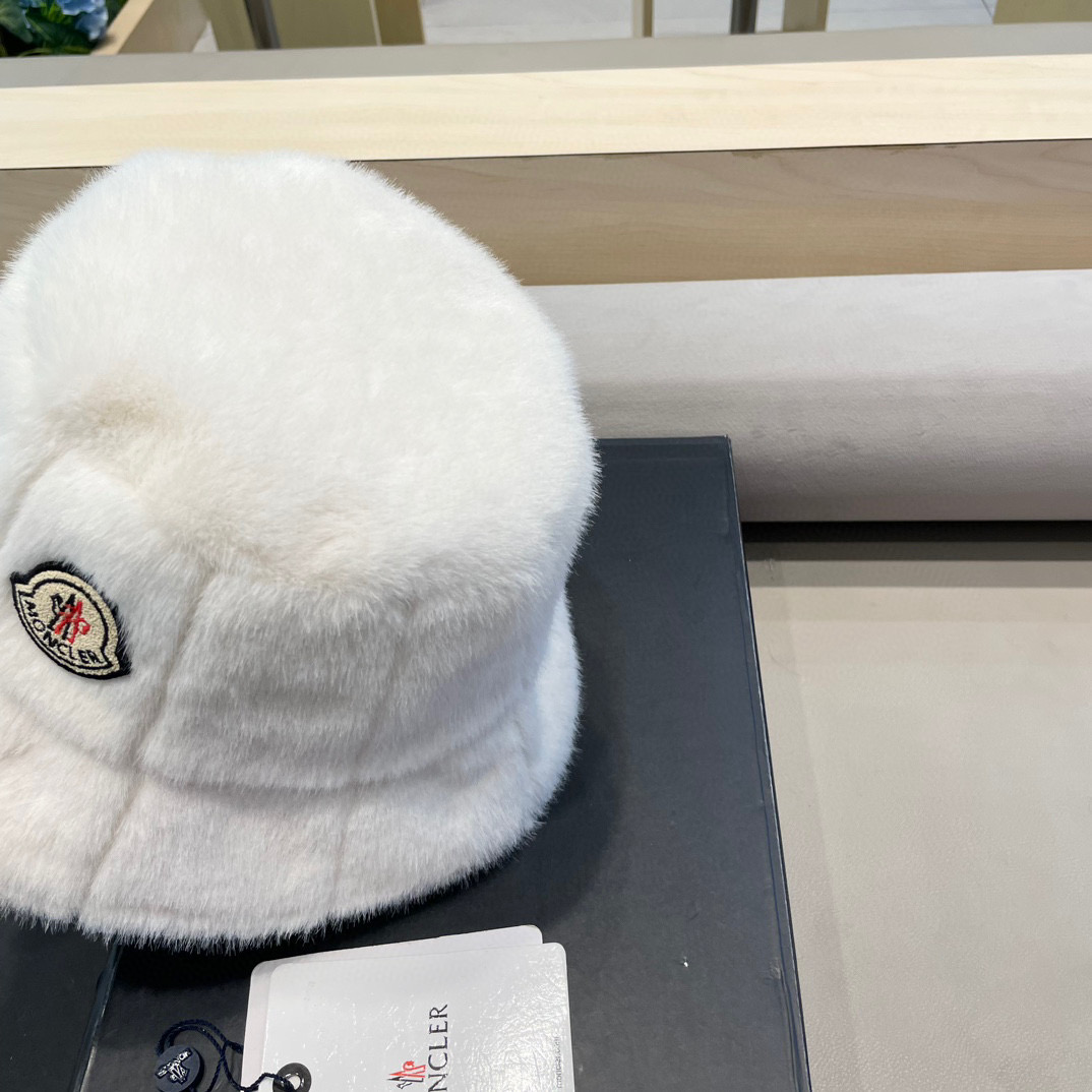 moncler秋冬季加厚保暖仿貂毛绒渔夫帽子女时尚百搭护耳盆帽显脸小水桶帽