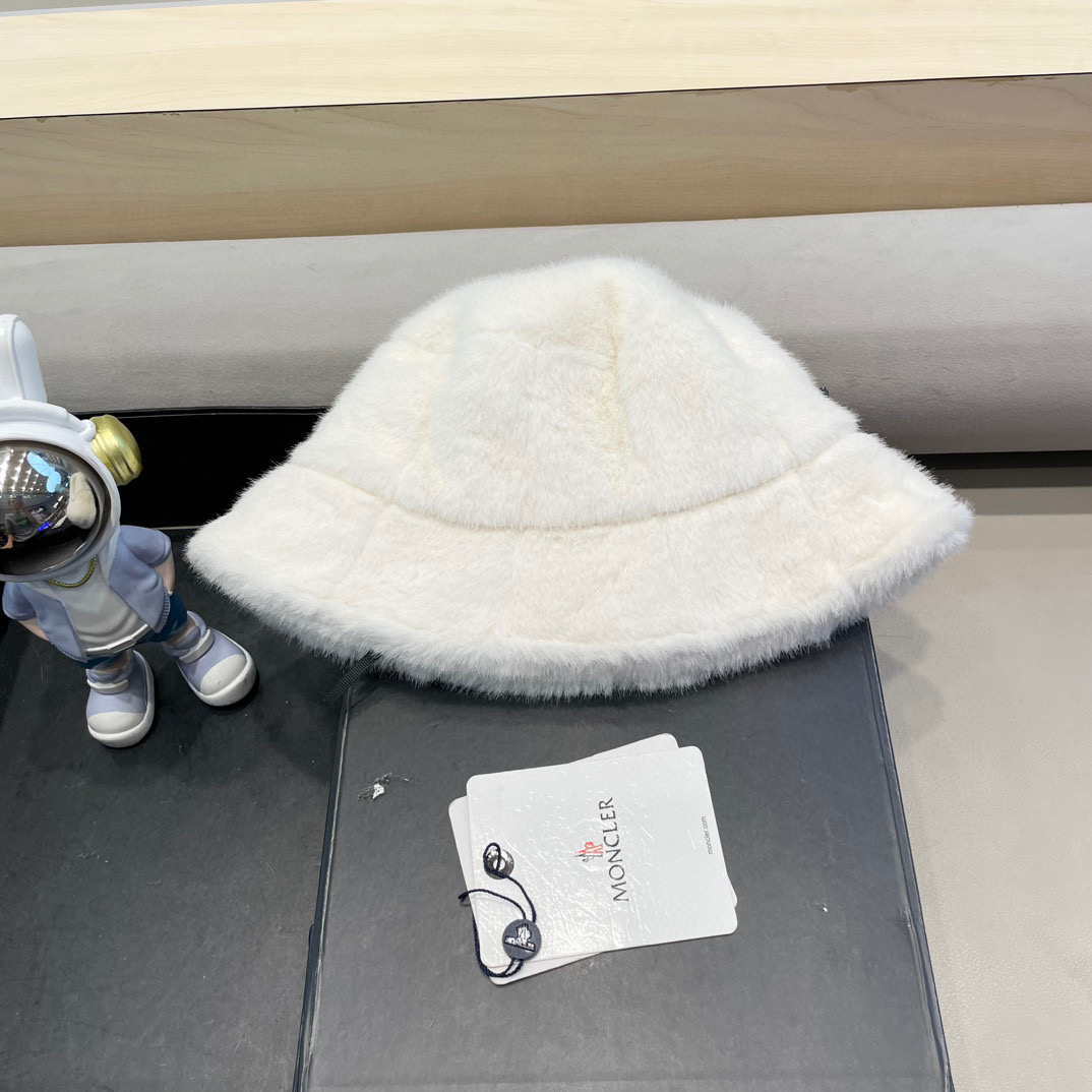 moncler秋冬季加厚保暖仿貂毛绒渔夫帽子女时尚百搭护耳盆帽显脸小水桶帽