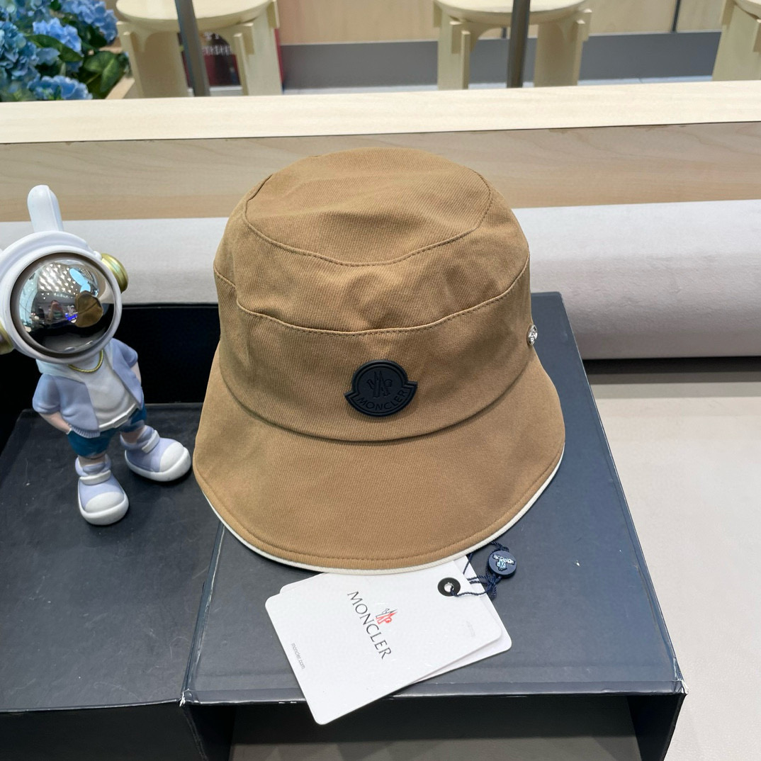 moncler撞色蝴蝶结渔夫帽女春秋新款时尚显脸小盆帽韩版宽檐百搭遮脸帽子