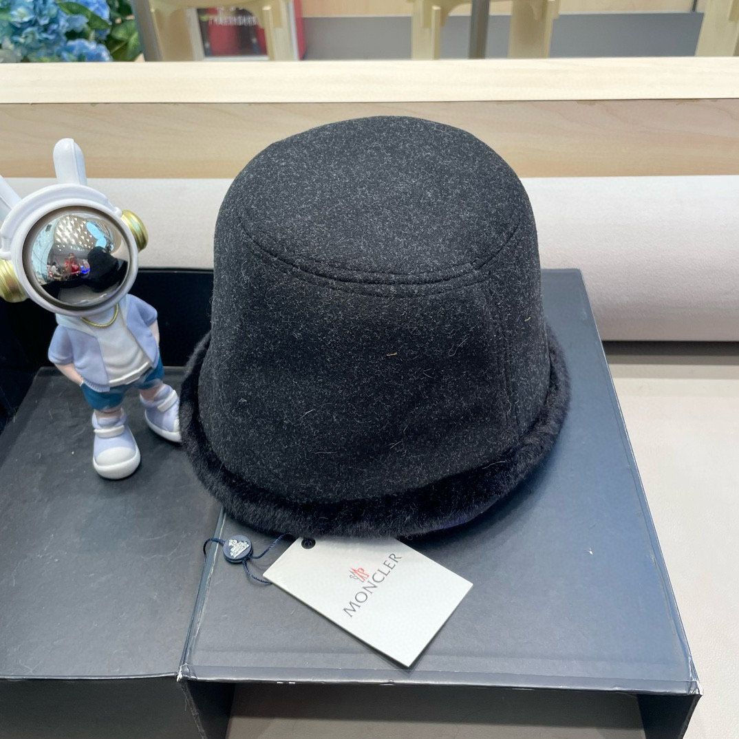moncler新款帽子女韩版休闲百搭厚毛毛水桶渔夫帽秋冬季爆款保暖盆帽