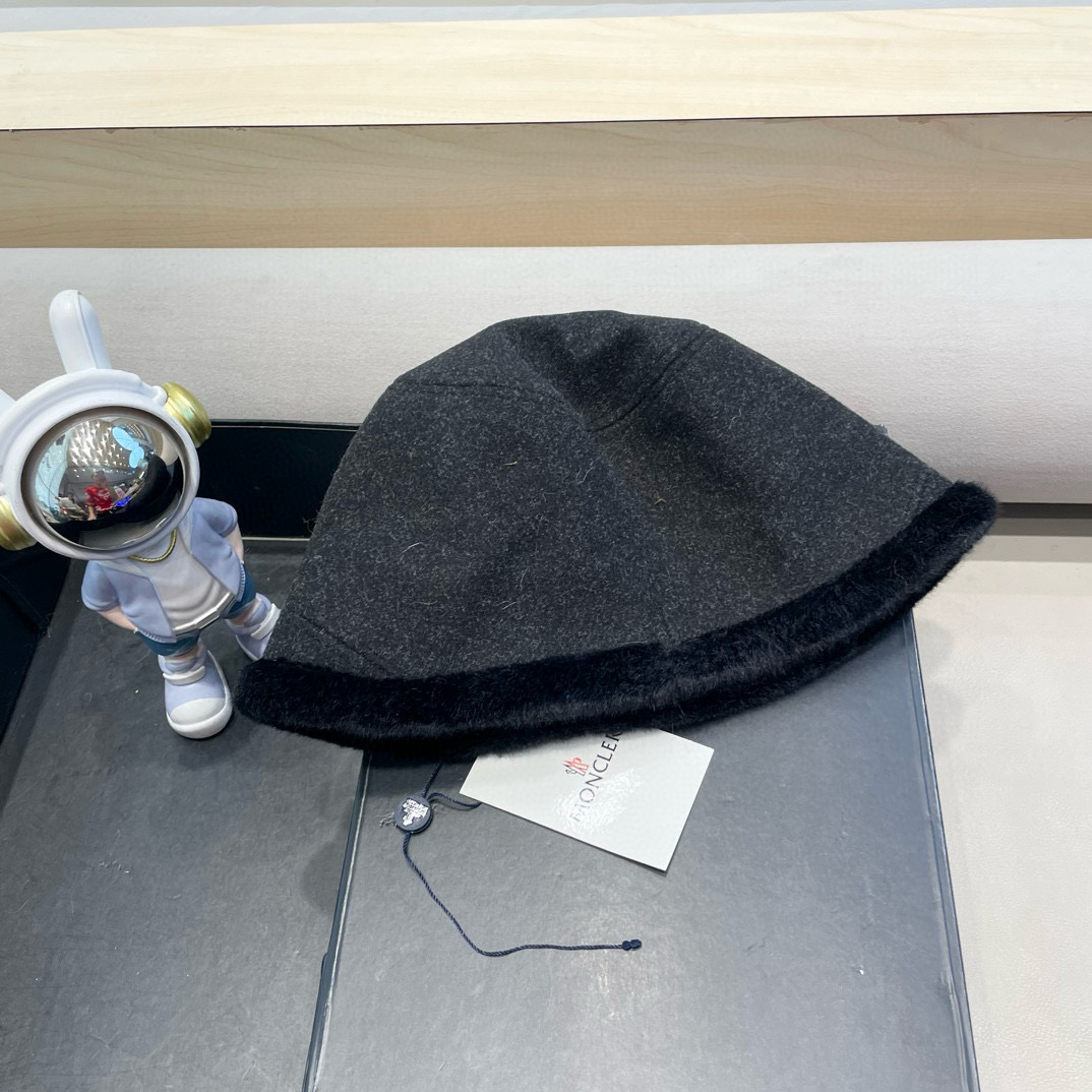 moncler新款帽子女韩版休闲百搭厚毛毛水桶渔夫帽秋冬季爆款保暖盆帽