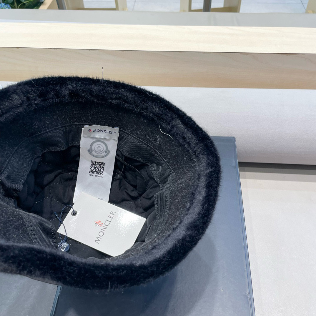 moncler新款帽子女韩版休闲百搭厚毛毛水桶渔夫帽秋冬季爆款保暖盆帽