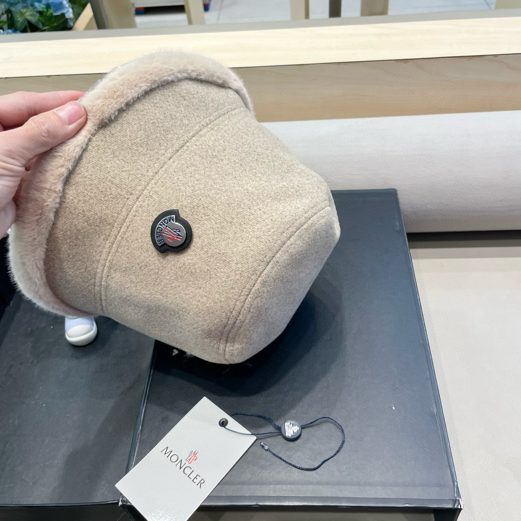 moncler新款帽子女韩版休闲百搭厚毛毛水桶渔夫帽秋冬季爆款保暖盆帽