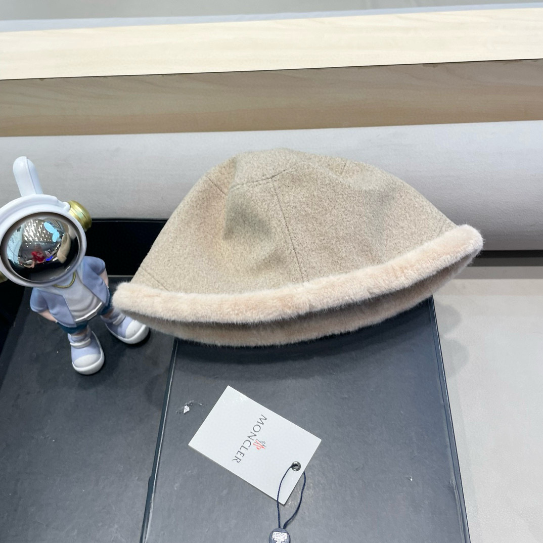 moncler新款帽子女韩版休闲百搭厚毛毛水桶渔夫帽秋冬季爆款保暖盆帽