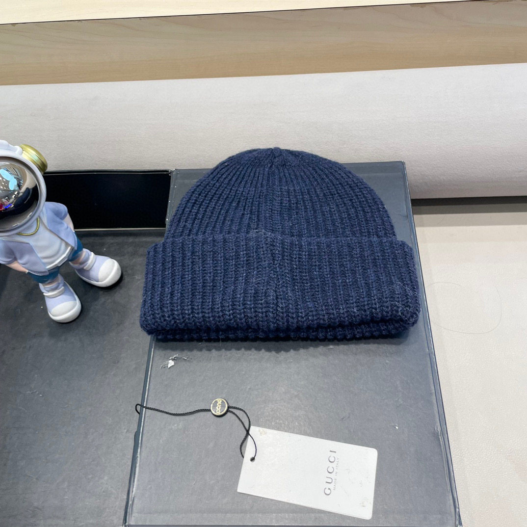 GUCCI古驰饰双G羊毛山羊绒混纺帽子