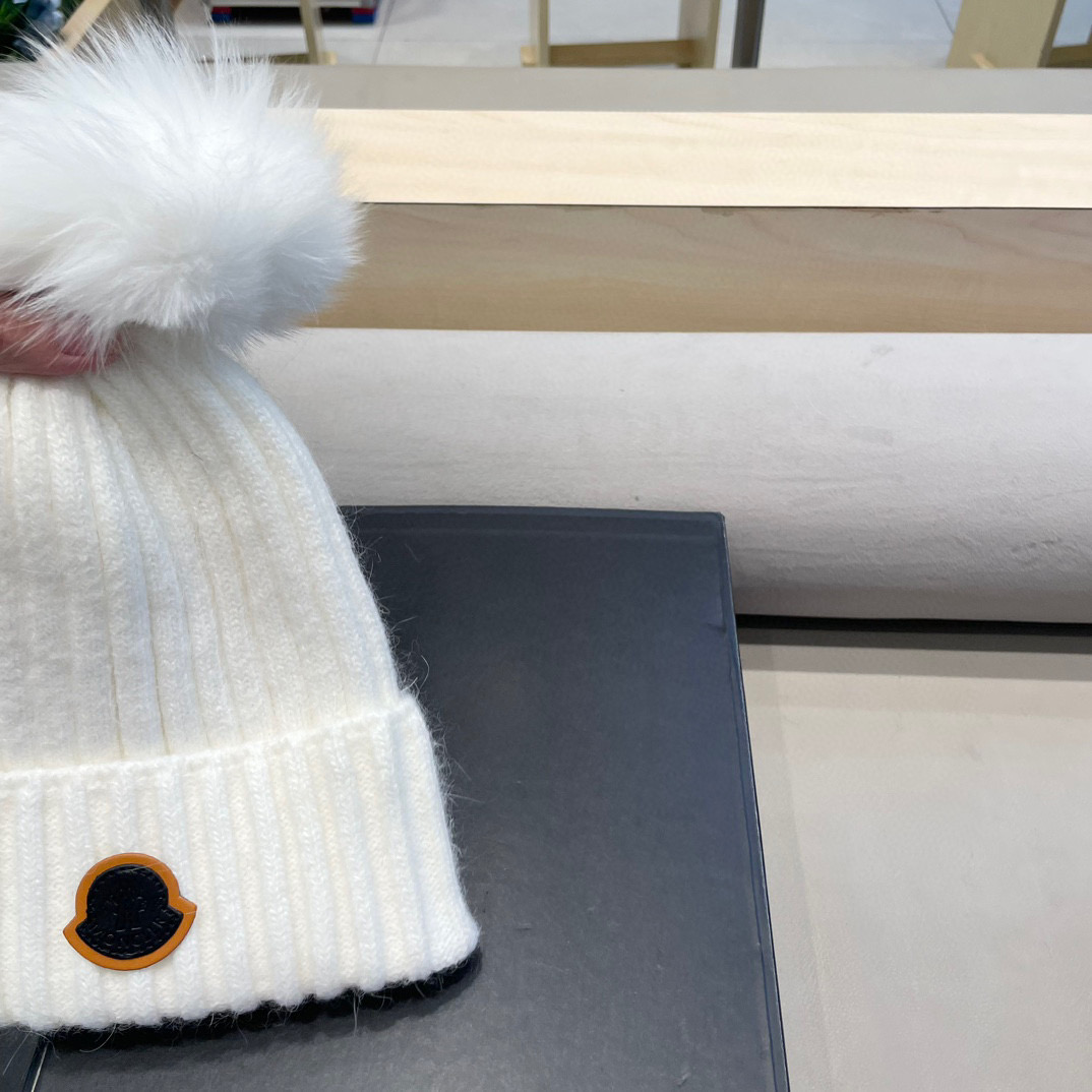 moncler 高版本蒙口狐狸毛球针织帽网红亲子款保暖翻边Z羊毛毛线帽