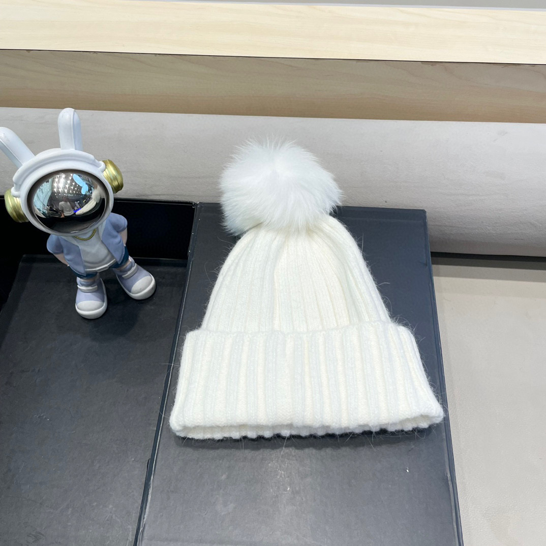 moncler 高版本蒙口狐狸毛球针织帽网红亲子款保暖翻边Z羊毛毛线帽