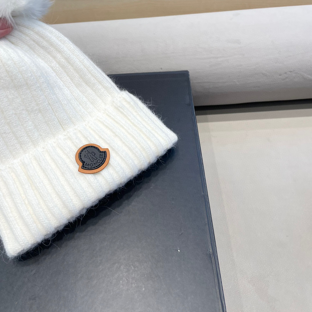 moncler 高版本蒙口狐狸毛球针织帽网红亲子款保暖翻边Z羊毛毛线帽