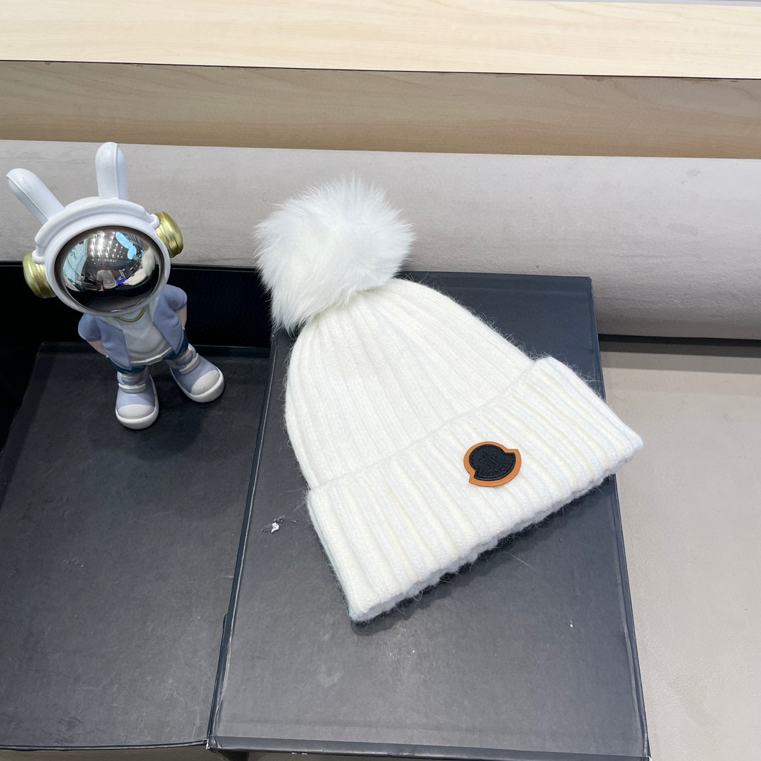 moncler 高版本蒙口狐狸毛球针织帽网红亲子款保暖翻边Z羊毛毛线帽
