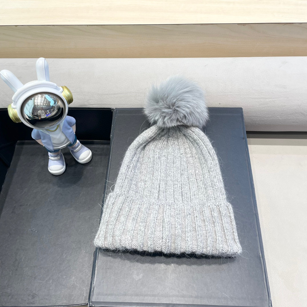 moncler 高版本蒙口狐狸毛球针织帽网红亲子款保暖翻边Z羊毛毛线帽