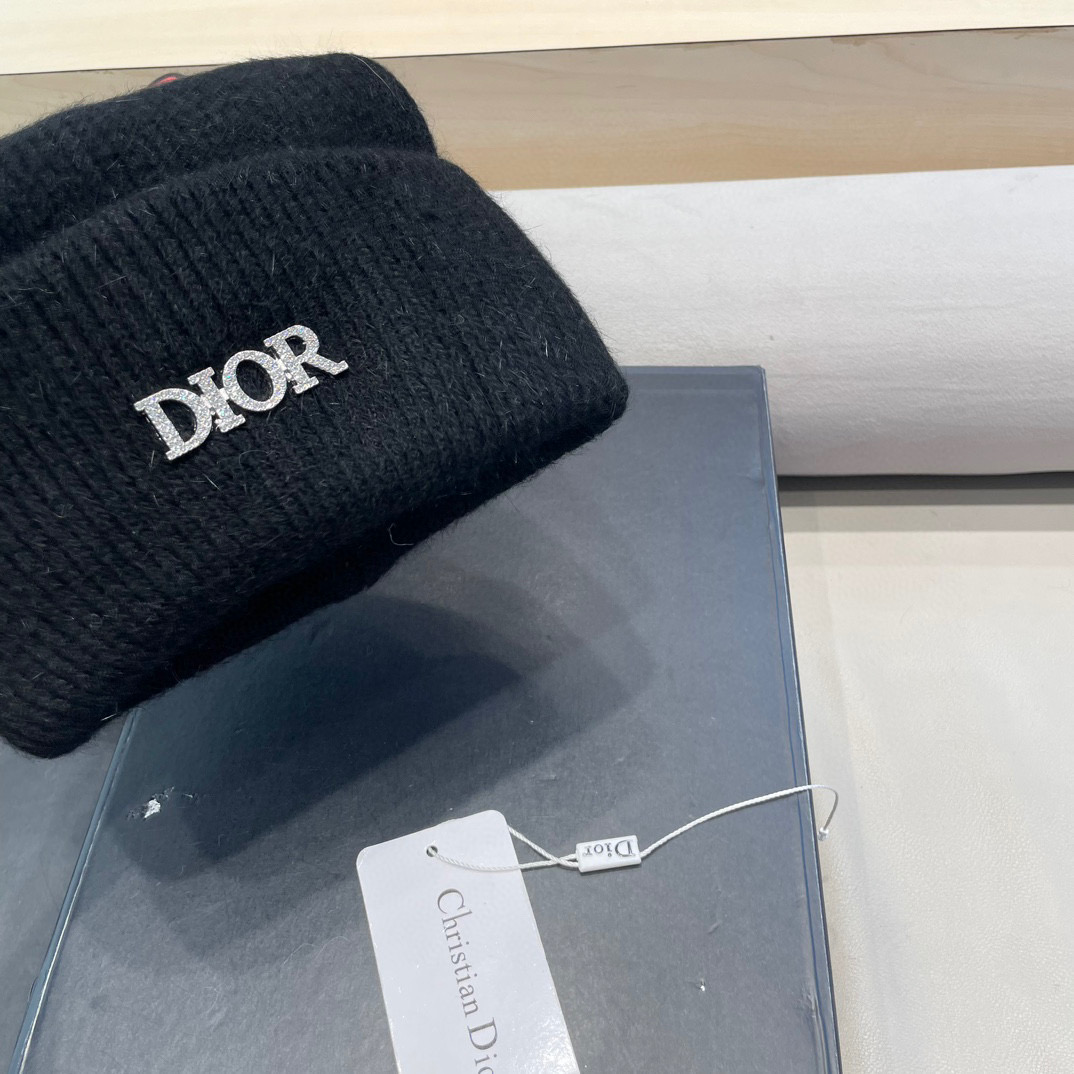 Dior迪奥秋冬新款针织帽简约百搭时尚毛线帽显脸小保暖护耳男女同款帽子