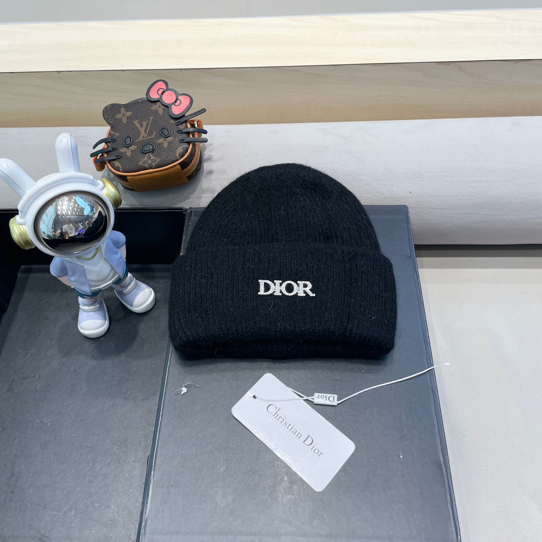 Dior迪奥秋冬新款针织帽简约百搭时尚毛线帽显脸小保暖护耳男女同款帽子