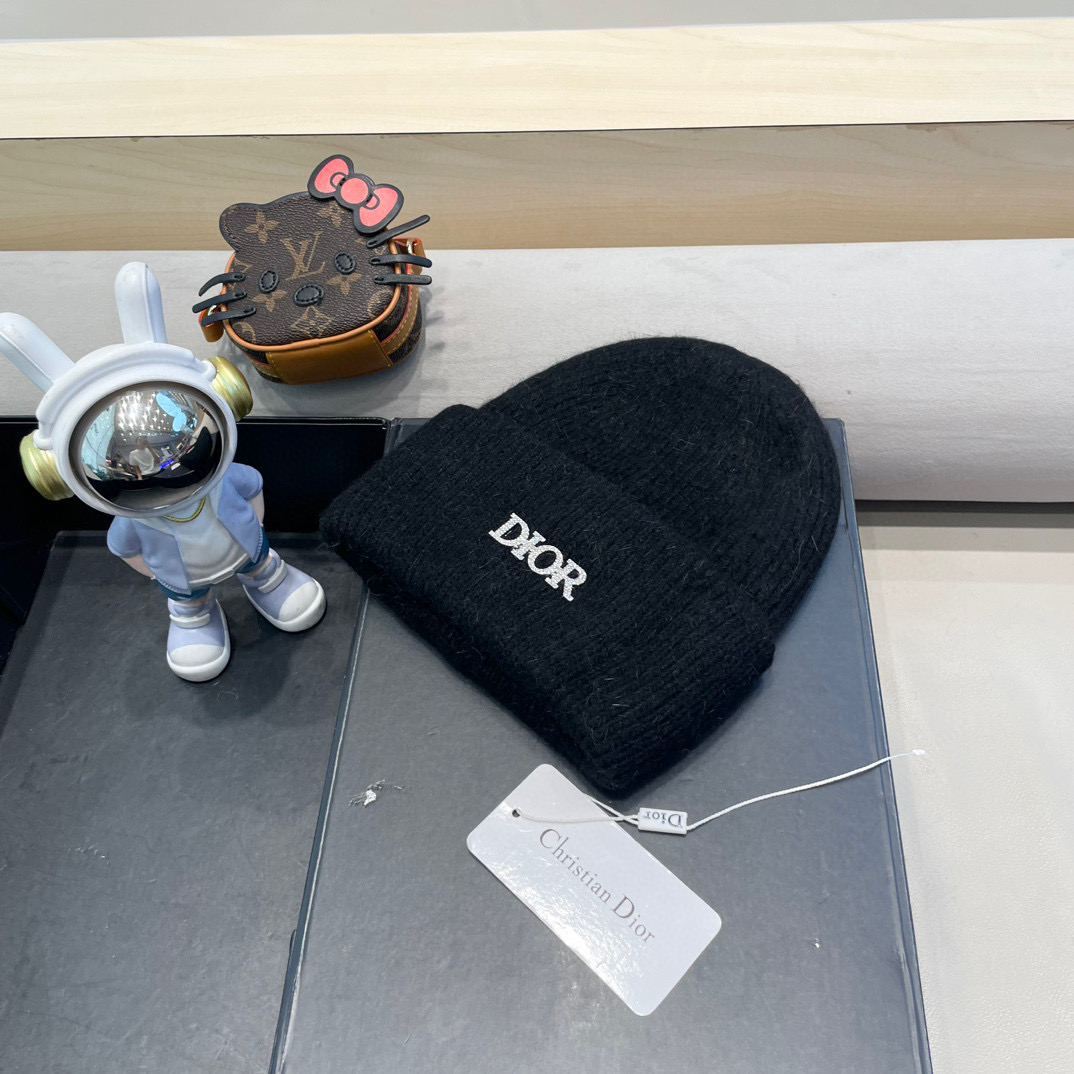 Dior迪奥秋冬新款针织帽简约百搭时尚毛线帽显脸小保暖护耳男女同款帽子