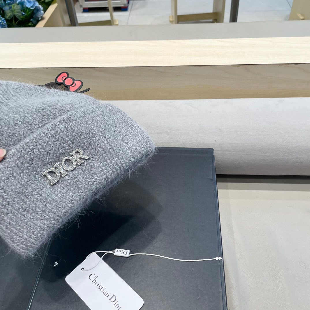 Dior迪奥秋冬新款针织帽简约百搭时尚毛线帽显脸小保暖护耳男女同款帽子