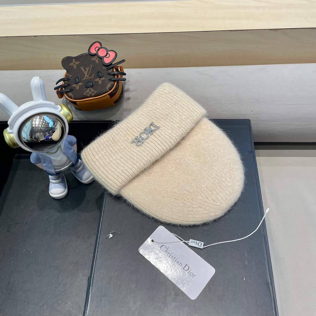 Dior迪奥秋冬新款针织帽简约百搭时尚毛线帽显脸小保暖护耳男女同款帽子
