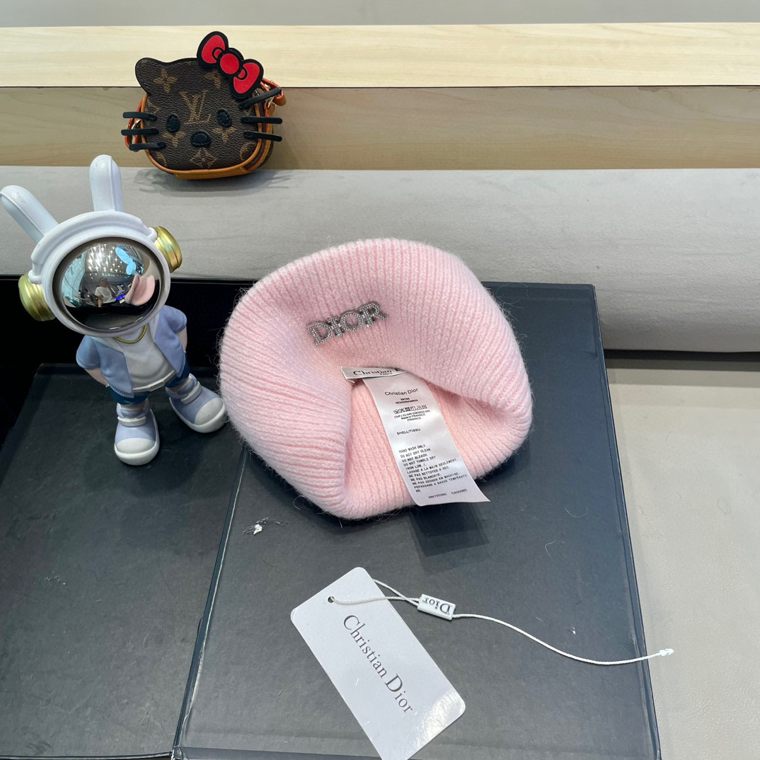 Dior迪奥秋冬新款针织帽简约百搭时尚毛线帽显脸小保暖护耳男女同款帽子