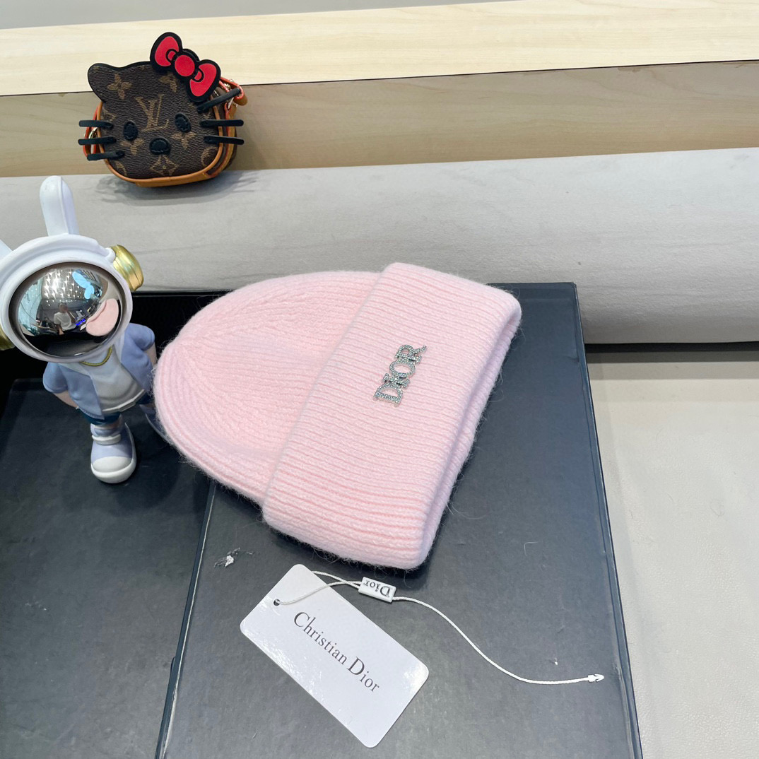 Dior迪奥秋冬新款针织帽简约百搭时尚毛线帽显脸小保暖护耳男女同款帽子