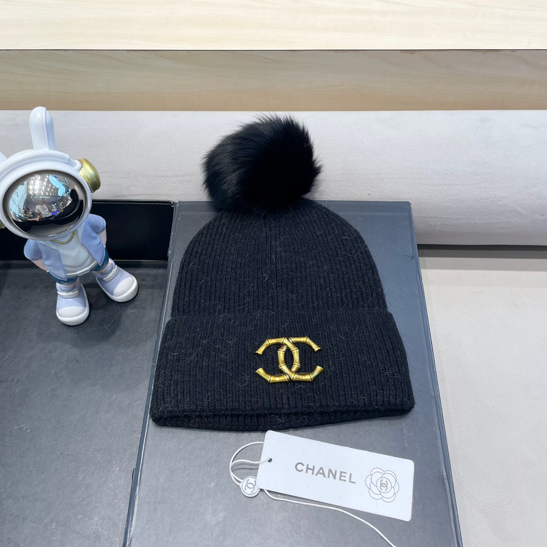 Chanel官网品质香奈儿%70羊毛+%30兔毛秋冬网红时尚博主推荐款毛线帽，小红书爆款，手感超柔软舒适的针织线帽，弹性
