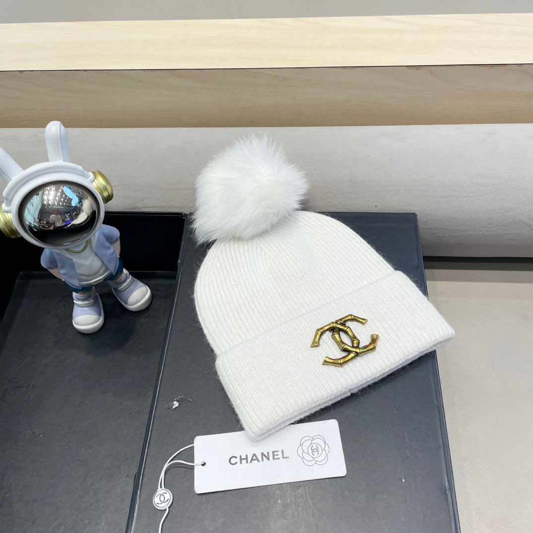 Chanel官网品质香奈儿%70羊毛+%30兔毛秋冬网红时尚博主推荐款毛线帽，小红书爆款，手感超柔软舒适的针织线帽，弹性