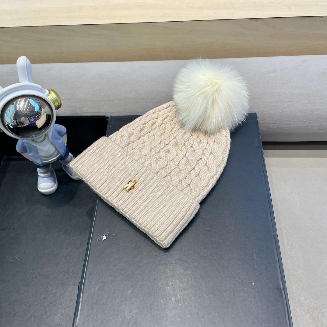 moncler加绒毛线帽女款冬季保暖加厚百搭冷帽防风麻花针织帽护耳学生帽子