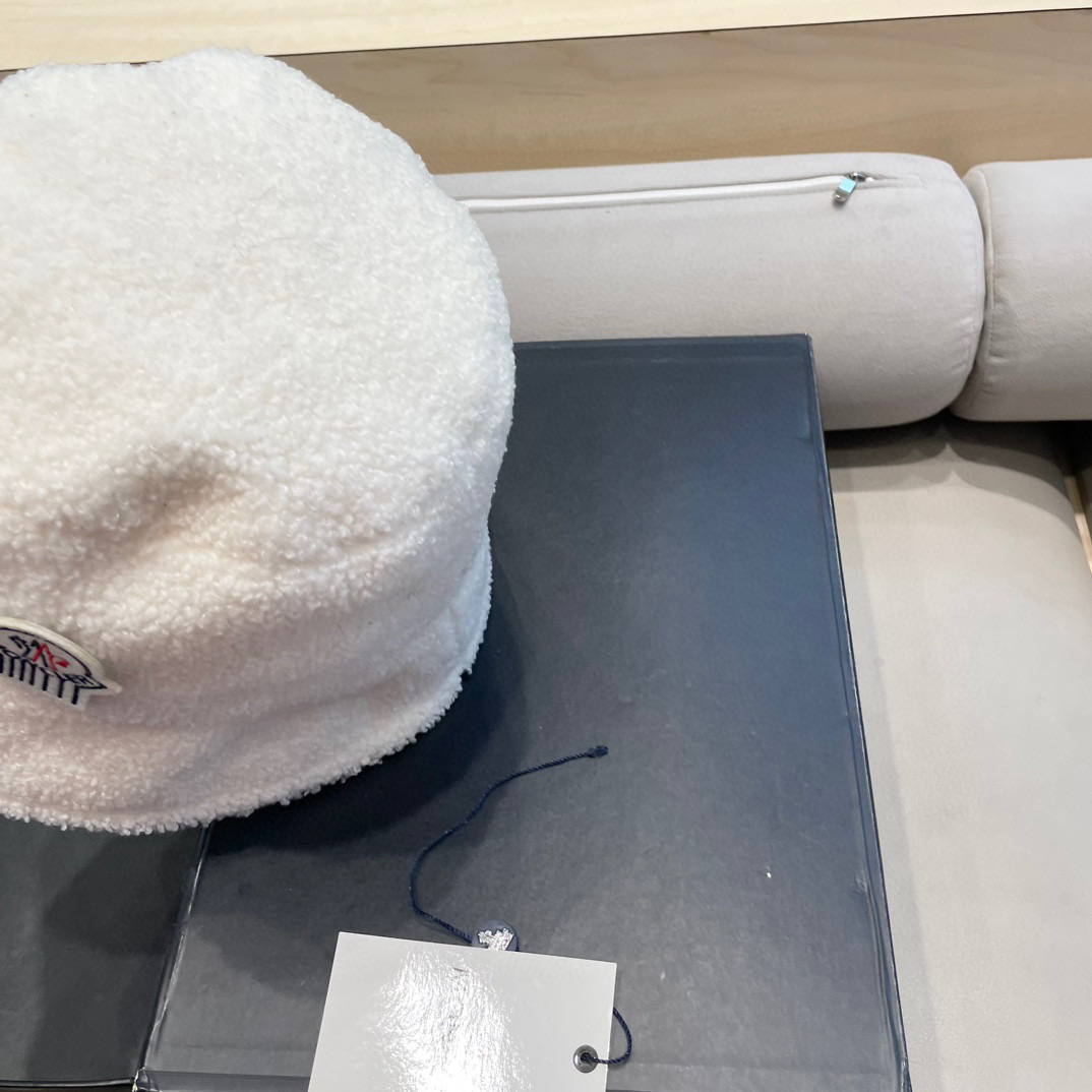 moncler帽子女秋冬韩版羊羔毛渔夫帽显脸复古百搭保暖日系盆帽大檐钓鱼帽