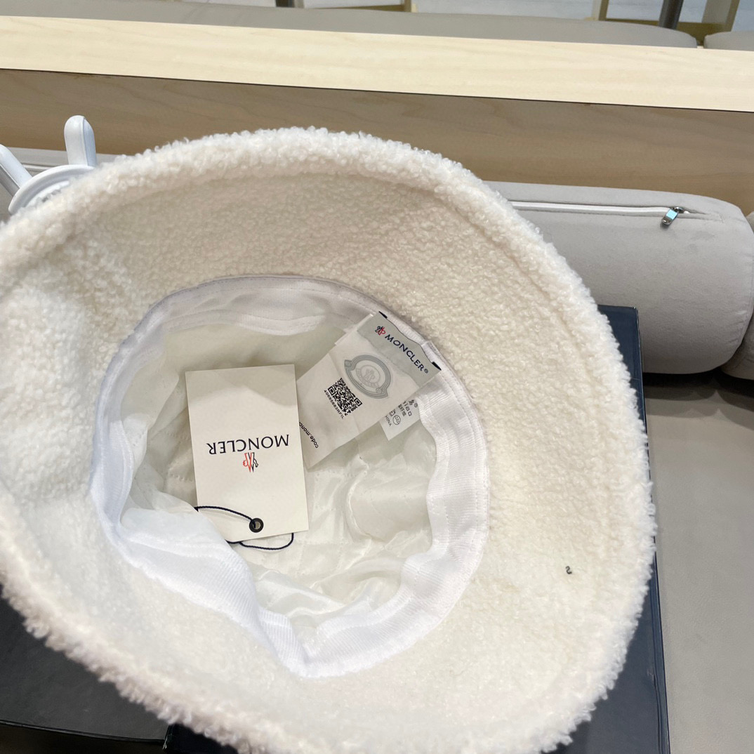 moncler帽子女秋冬韩版羊羔毛渔夫帽显脸复古百搭保暖日系盆帽大檐钓鱼帽