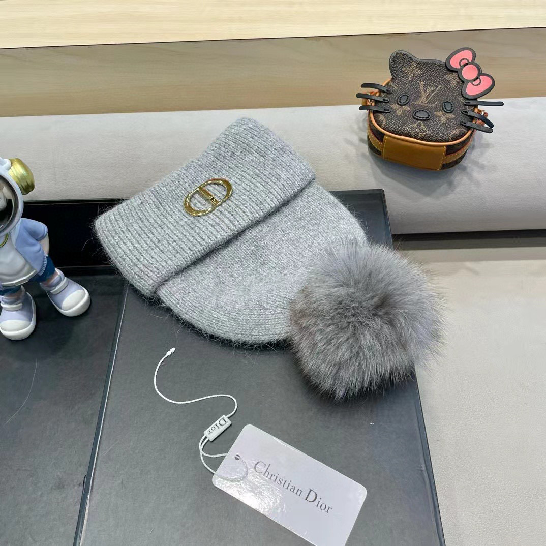 Dior迪奥刺绣毛线帽，兔毛针织帽，秋冬保暖神器