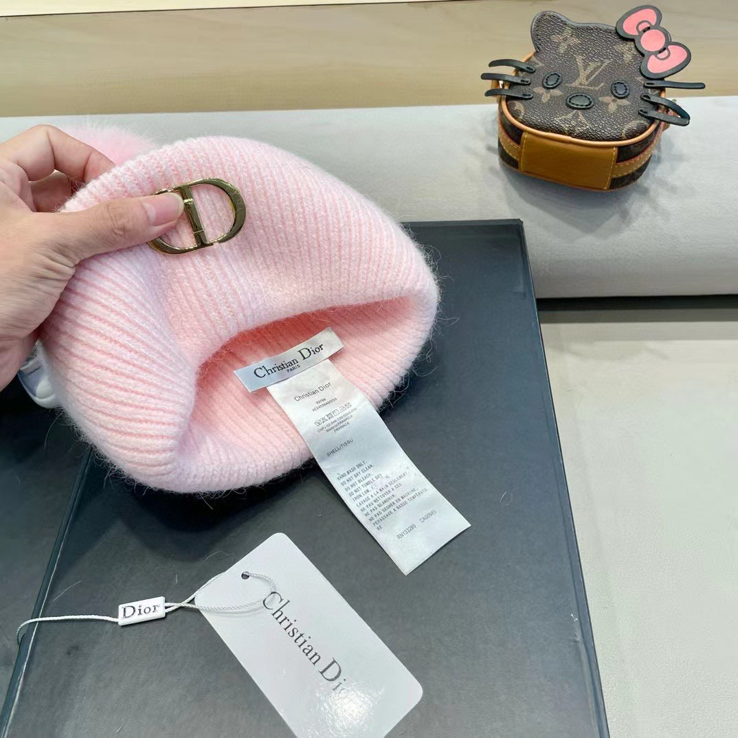 Dior迪奥刺绣毛线帽，兔毛针织帽，秋冬保暖神器