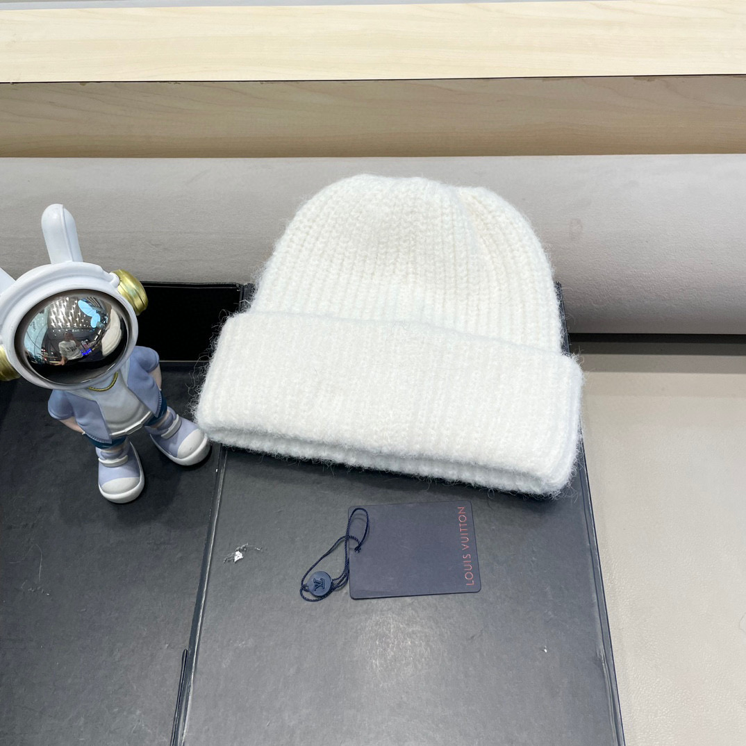 lv路易威登日系复古针织帽秋冬加厚保暖毛线帽子女韩版潮百搭显脸小包头冷帽