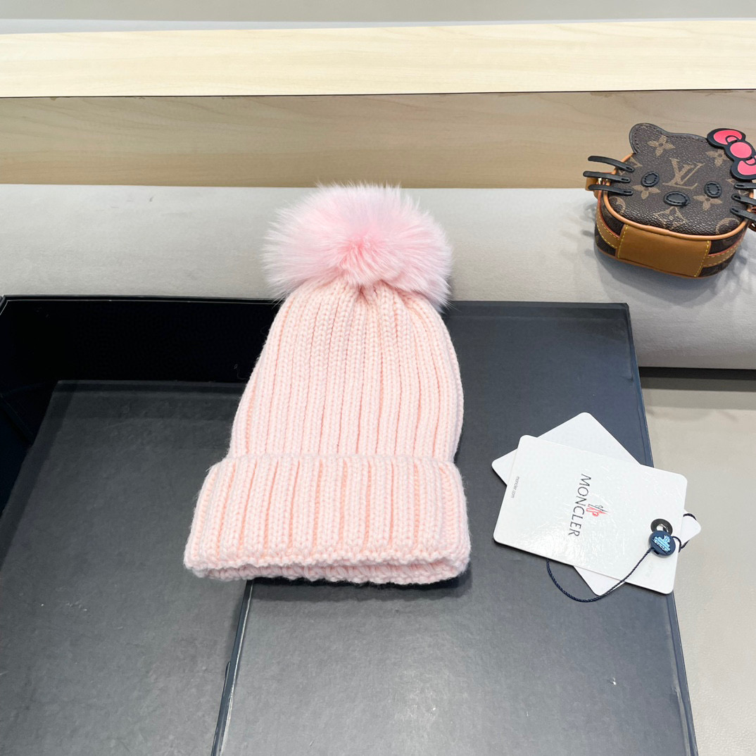 moncler蒙口欧美风格秋冬新款保暖羊毛帽儿童男女款通用版毛线帽冷帽帽子