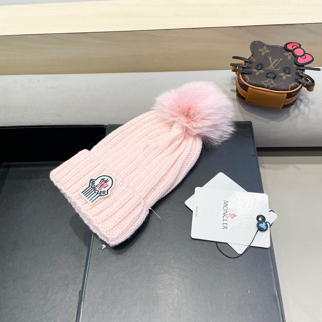 moncler蒙口欧美风格秋冬新款保暖羊毛帽儿童男女款通用版毛线帽冷帽帽子