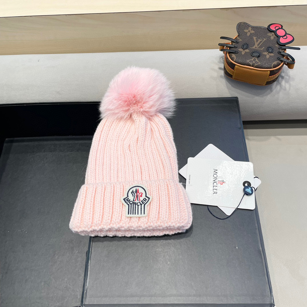 moncler蒙口欧美风格秋冬新款保暖羊毛帽儿童男女款通用版毛线帽冷帽帽子