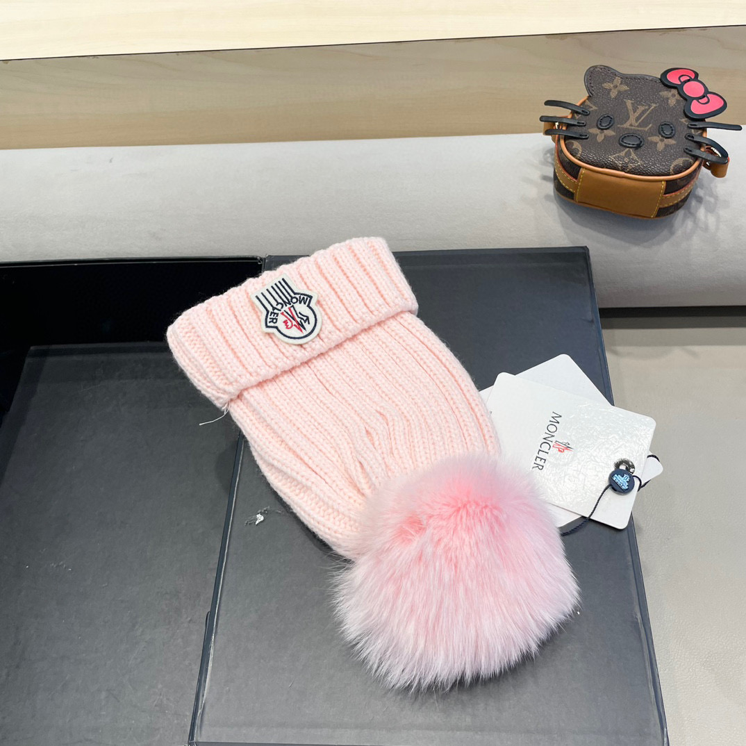 moncler蒙口欧美风格秋冬新款保暖羊毛帽儿童男女款通用版毛线帽冷帽帽子