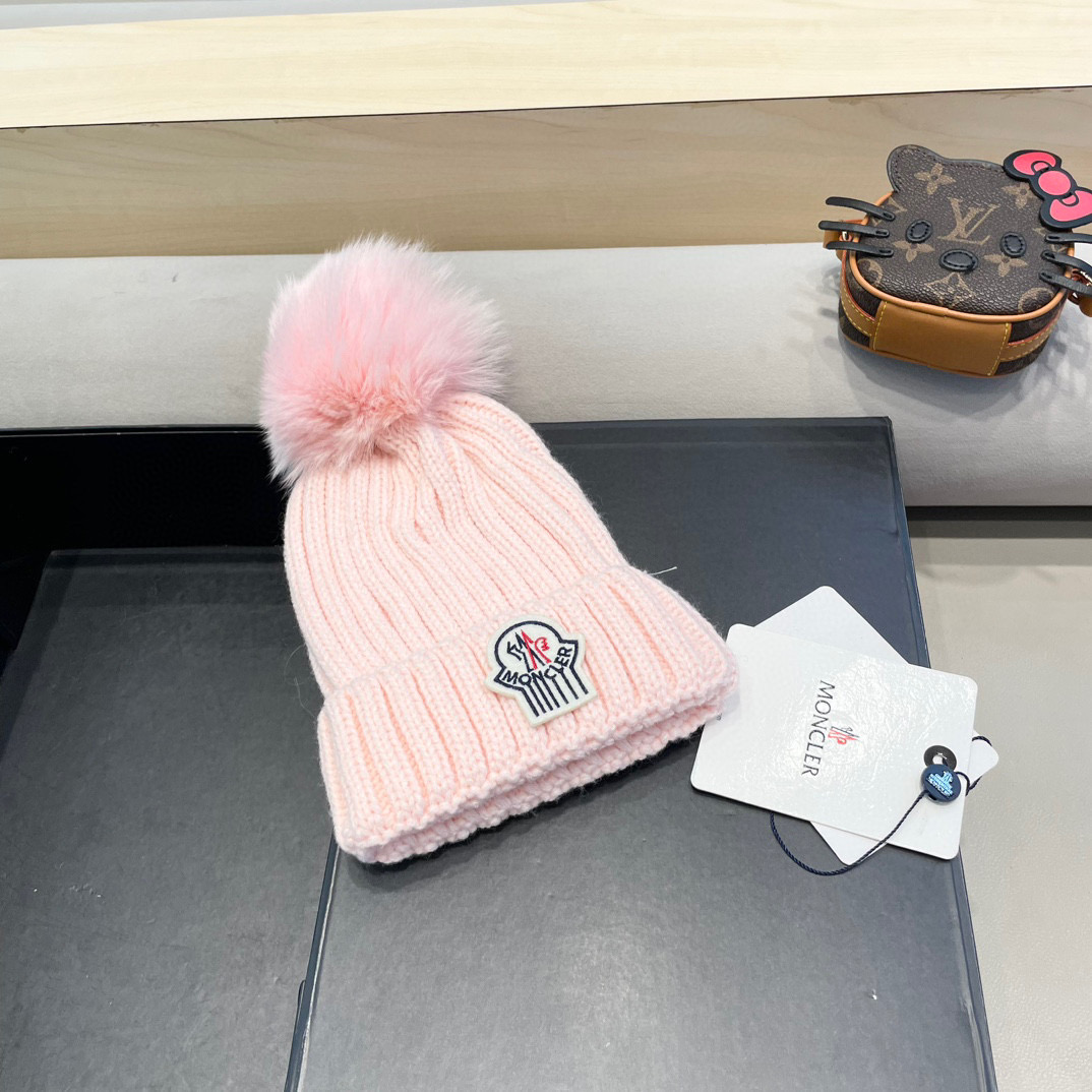 moncler蒙口欧美风格秋冬新款保暖羊毛帽儿童男女款通用版毛线帽冷帽帽子