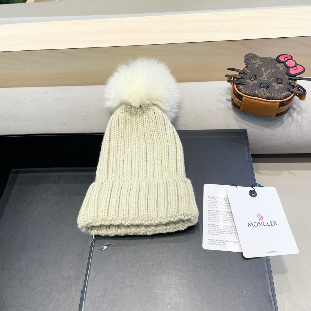 moncler蒙口欧美风格秋冬新款保暖羊毛帽儿童男女款通用版毛线帽冷帽帽子