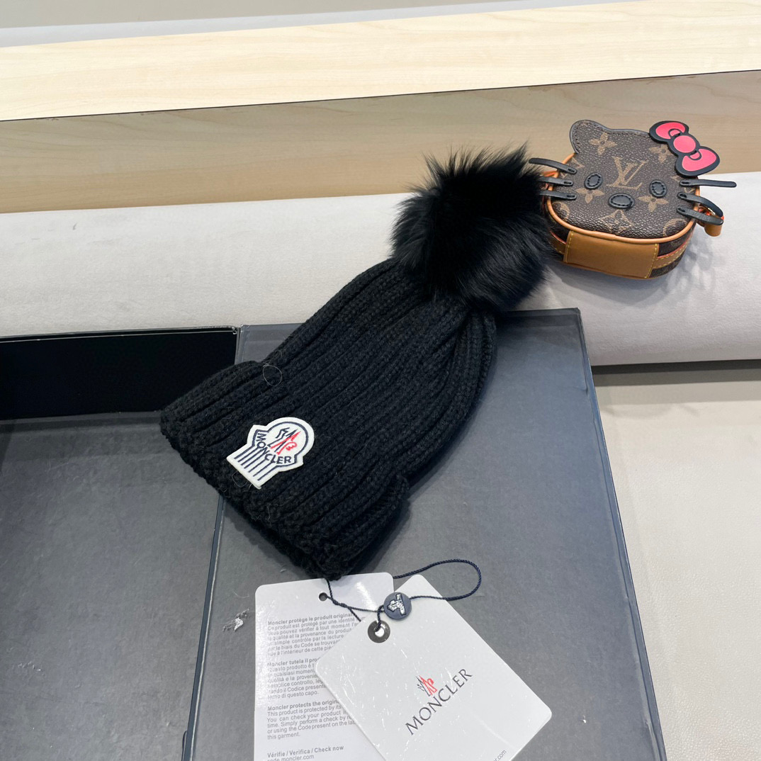 moncler蒙口欧美风格秋冬新款保暖羊毛帽儿童男女款通用版毛线帽冷帽帽子