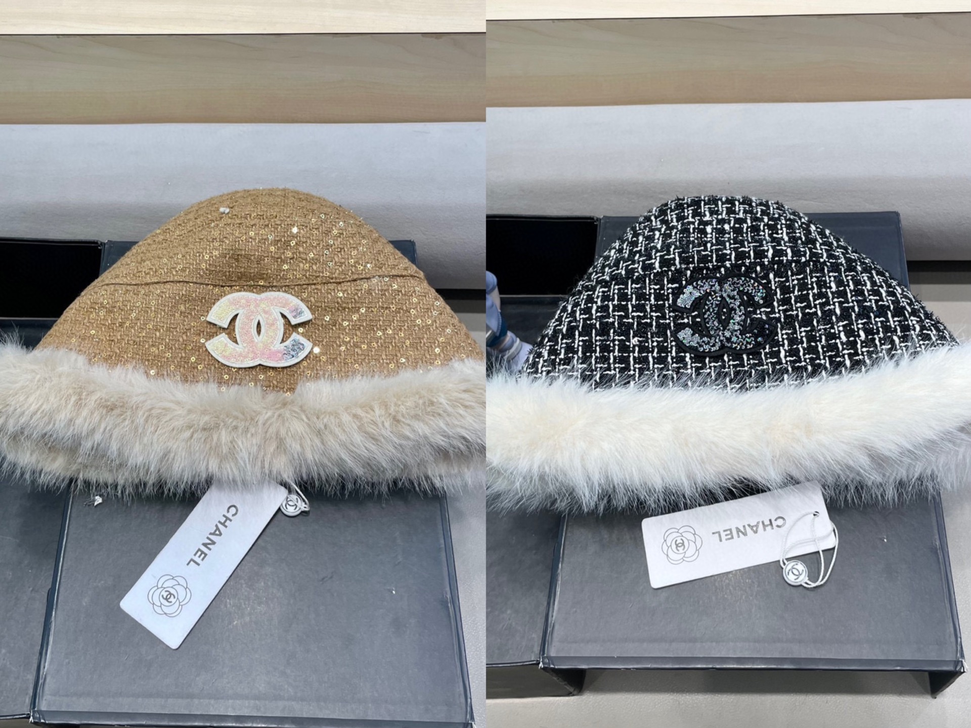 Chanel新款秋冬季软糯糯毛绒渔夫帽子女佩戴舒适亲肤保暖韩版时尚休闲风