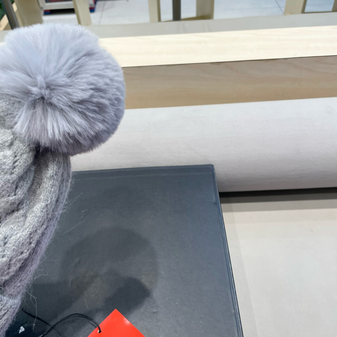 加拿大GOOSE大鹅真狐狸毛球毛线帽秋冬加绒加厚针织女保暖套头帽