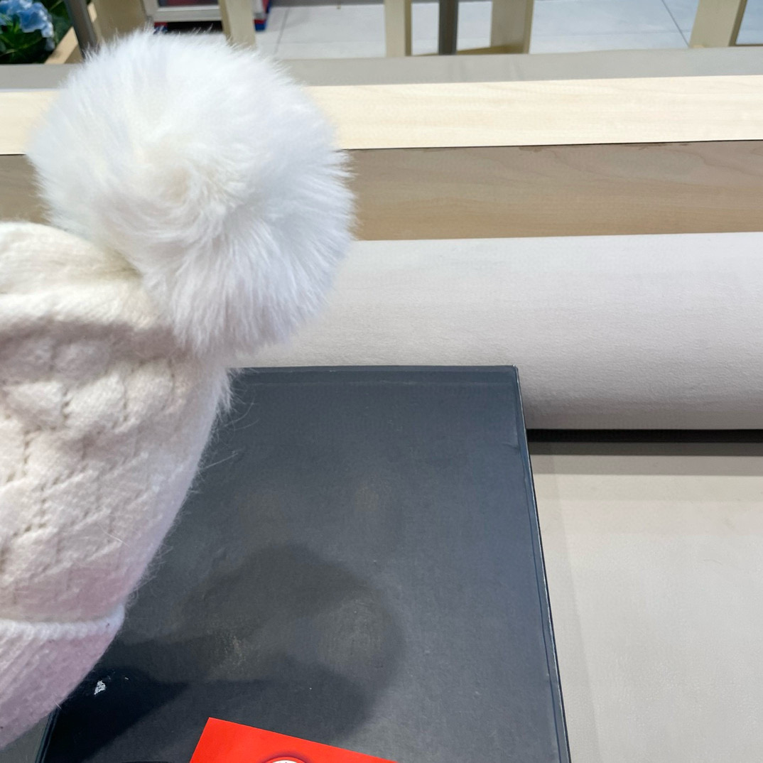 加拿大GOOSE大鹅真狐狸毛球毛线帽秋冬加绒加厚针织女保暖套头帽