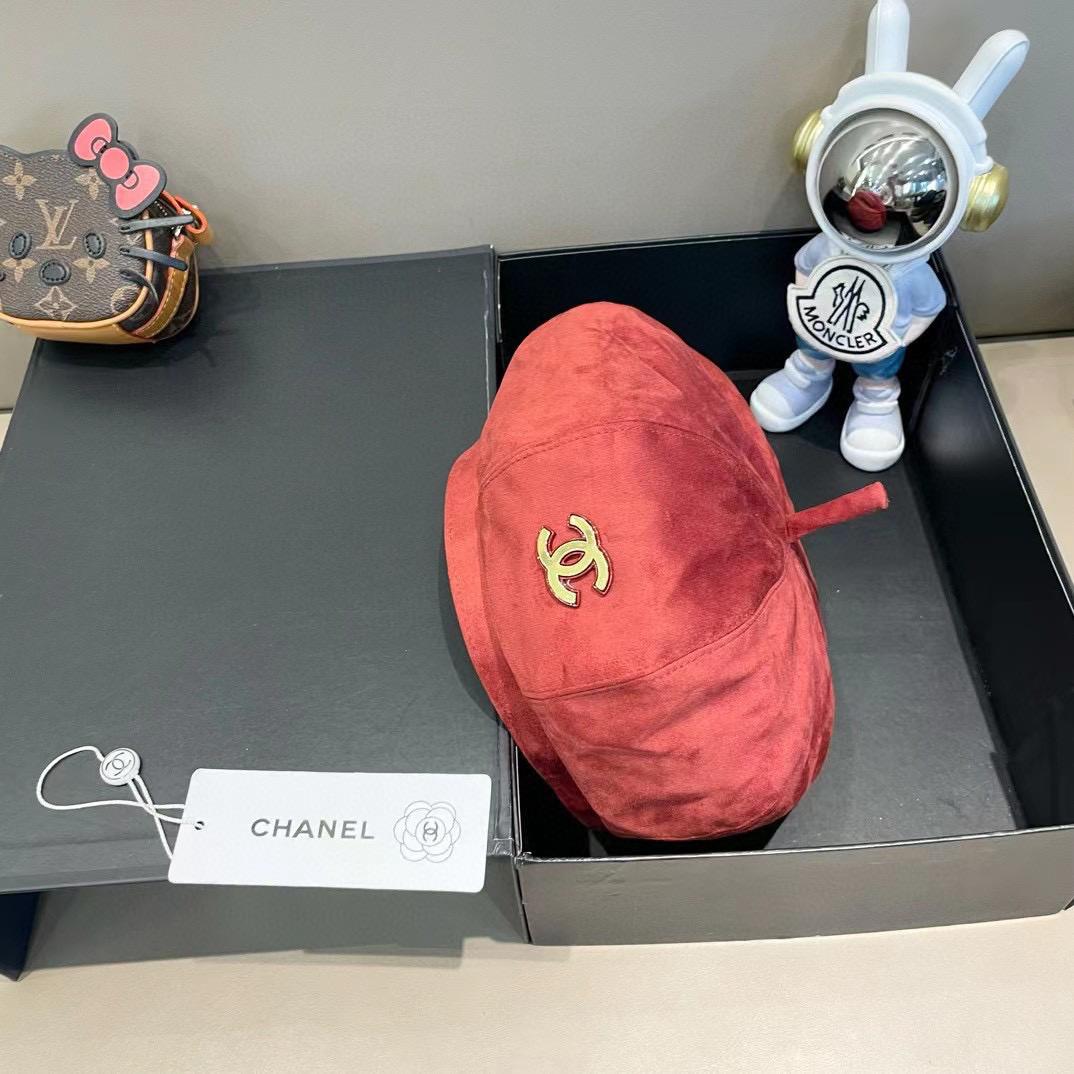 Chanel香奈儿 鹿皮细尾南瓜贝雷帽子女百搭复古休闲显脸小画家帽时尚秋冬