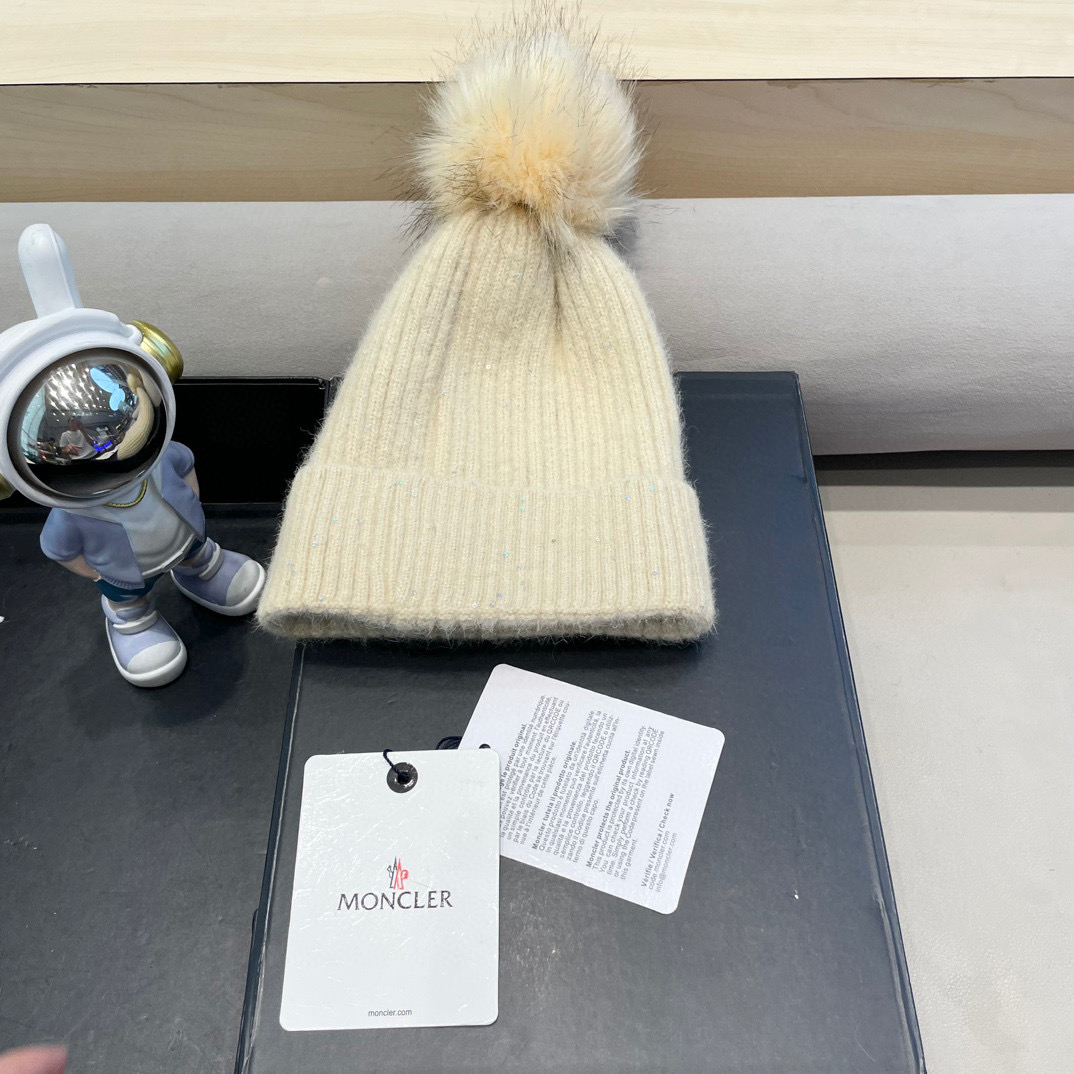 moncler冬季保暖毛球毛线帽欧美风经典针织帽男女同款冷帽圆顶街头羊毛潮