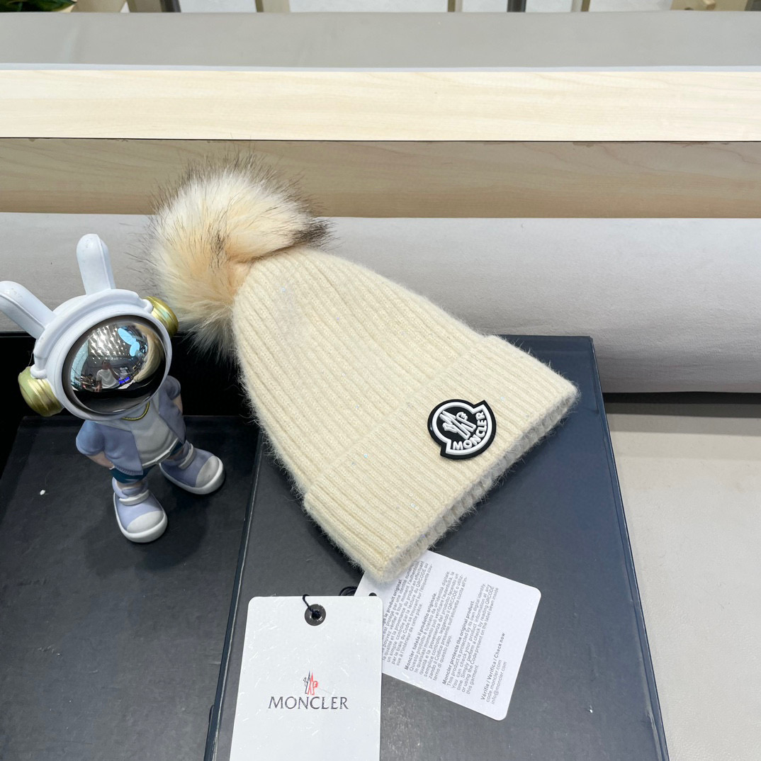 moncler冬季保暖毛球毛线帽欧美风经典针织帽男女同款冷帽圆顶街头羊毛潮