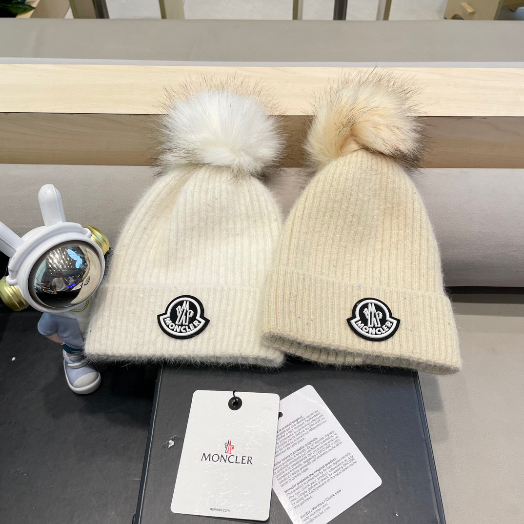 moncler冬季保暖毛球毛线帽欧美风经典针织帽男女同款冷帽圆顶街头羊毛潮