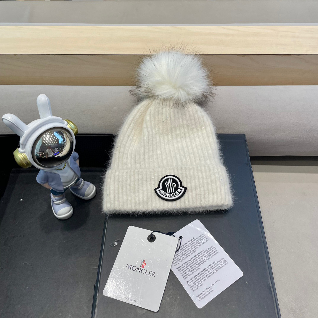 moncler冬季保暖毛球毛线帽欧美风经典针织帽男女同款冷帽圆顶街头羊毛潮